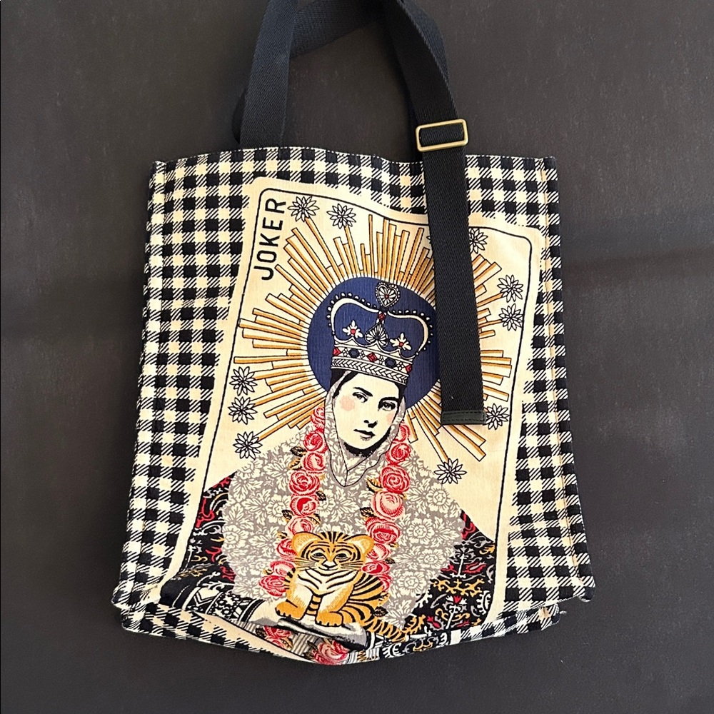 Joker Black and White Checkered Tote Bag
